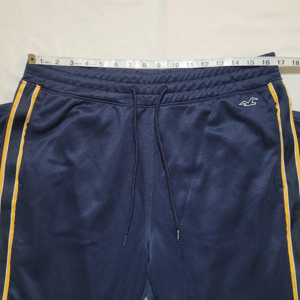 Hollister Mens Navy Track Pants Yellow Side Stripe Athletic Joggers Large Y2K - Picture 5 of 9